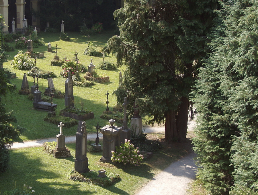 Der Sebastians-Friedhof vom Salzburger Hotel Amadeus aus gesehen.