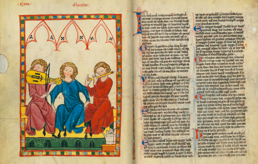 Instrumentendarstellung aus der Manessischen Liederhandschrift