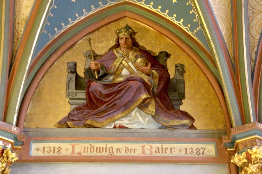 Ludwig der Bayer auf einer Darstellung der Drachenburg in Königswinter